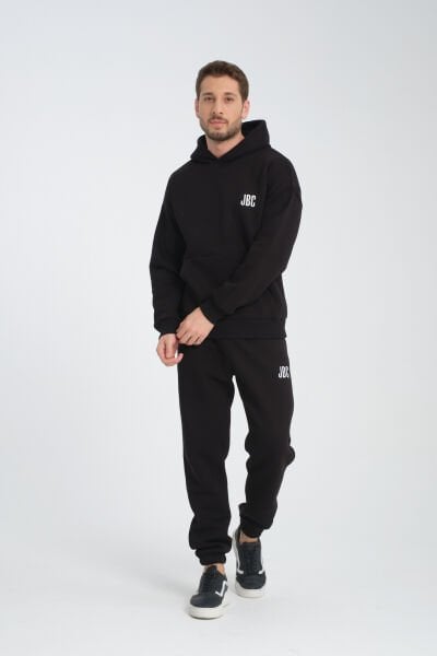 Erkek Nakışlı Kapüşonlu Eşofman Takımı