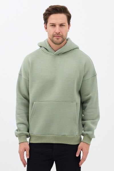 JBC Buz Yeşil Oversize Basic Hoodie
