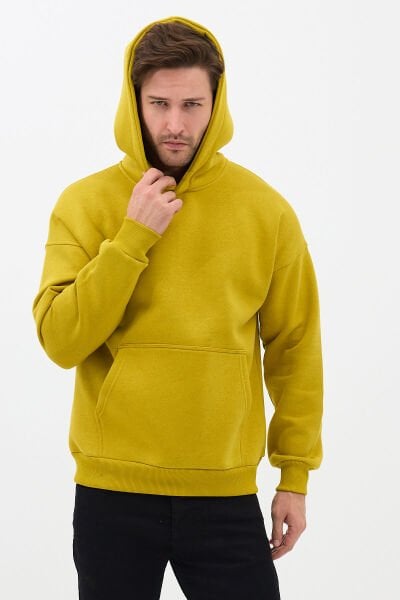 JBC Sarı Oversize Basic Hoodie