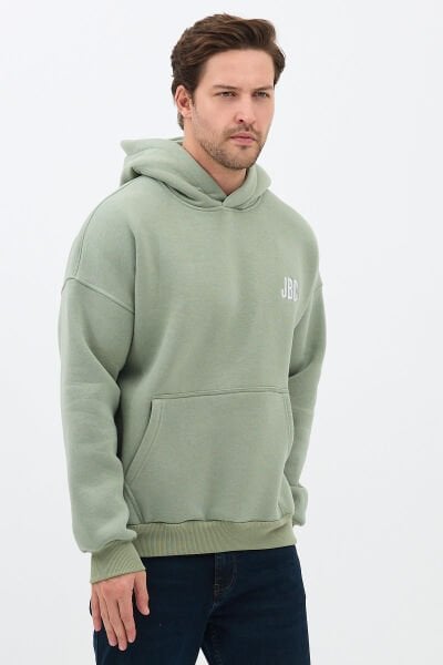 JBC Nakışlı Buz Yeşil Oversize Basic Hoodie