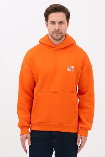 JBC Nakışlı Turuncu Oversize Basic Hoodie